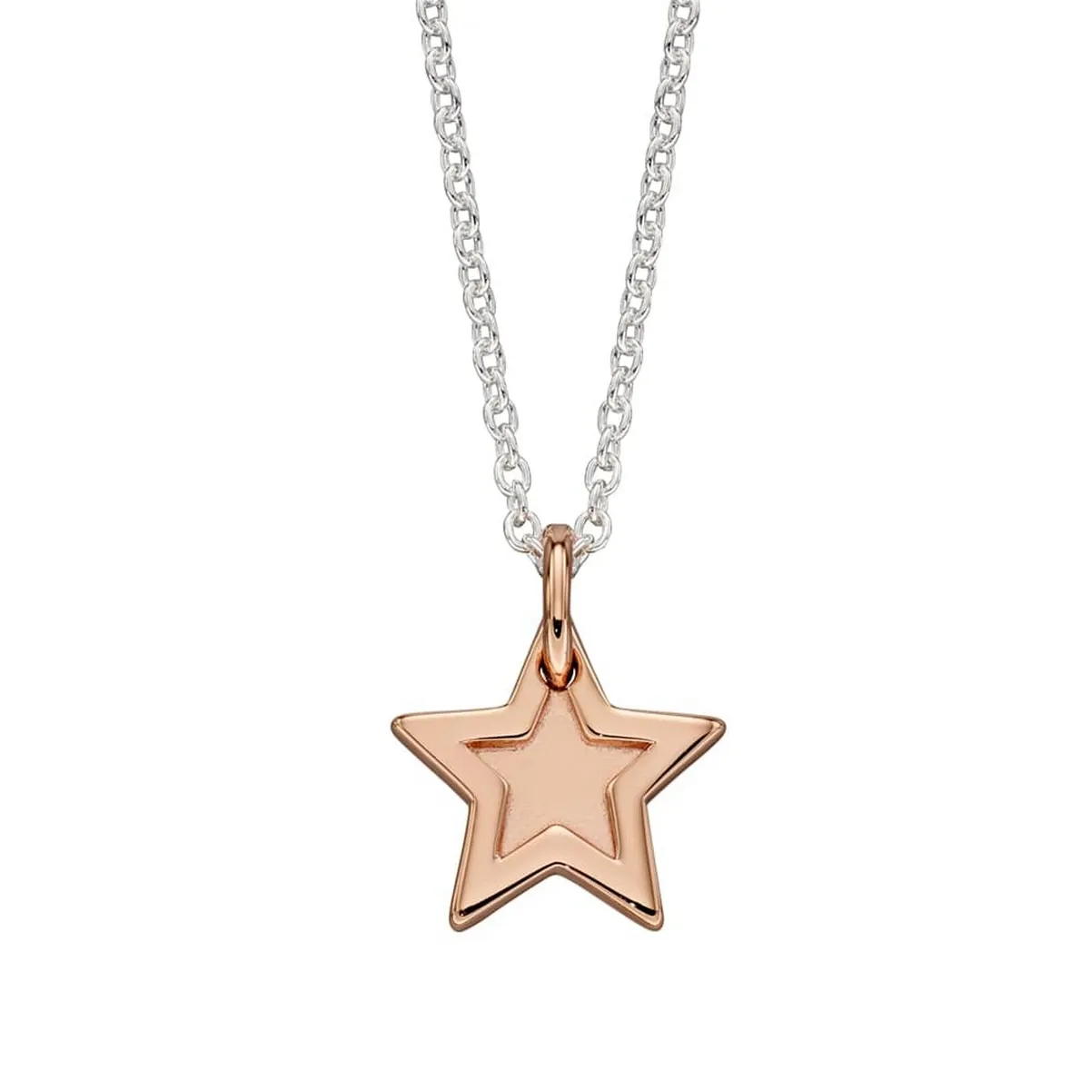 Sterling Silver Nova Rose Gold Rim Star Pendant