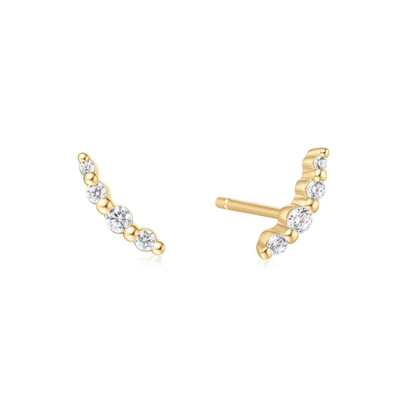 Ania Haie Gold Bezel Beaded Stone Stud Earrings 
