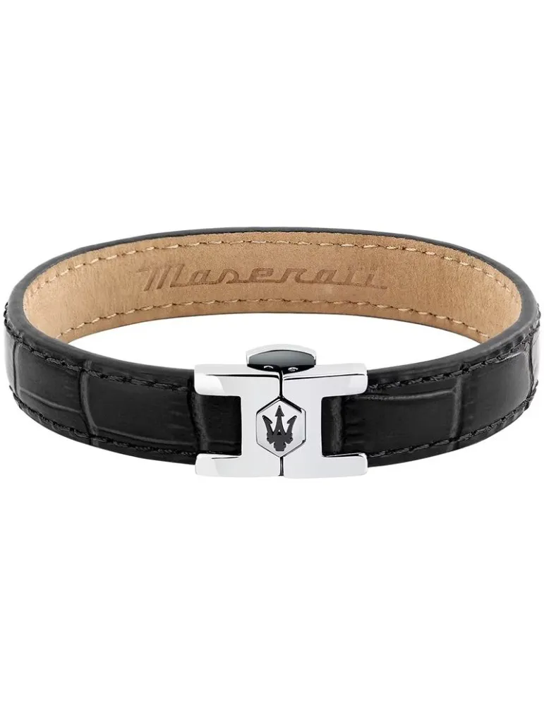 Maserati Jewels Leather Stainless Steel Bracelet Jm2269la01