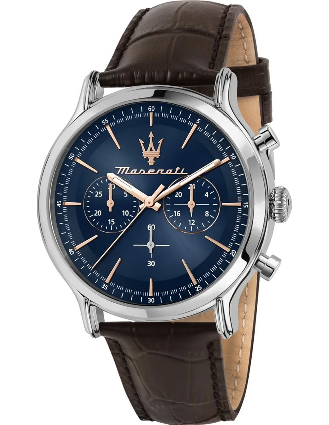 Maserati Epoca 42mm Chrono Blue Dial Brown Strap R8871618014