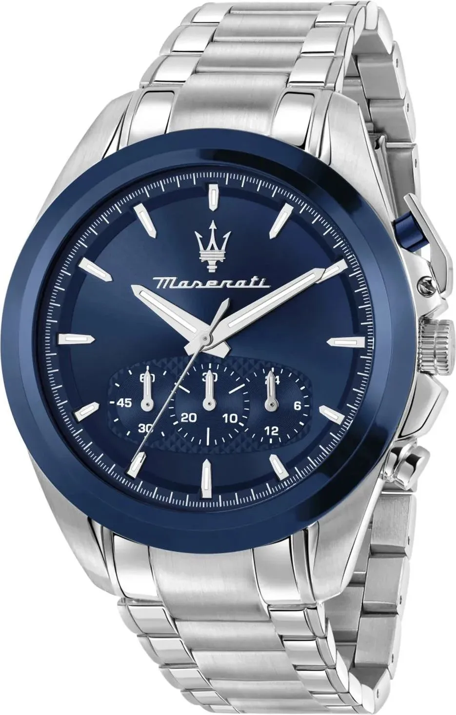 Maserati Traguardo 43mm Chrono Ocean Blue Dial Stainless Steel Bracelet R8873612067