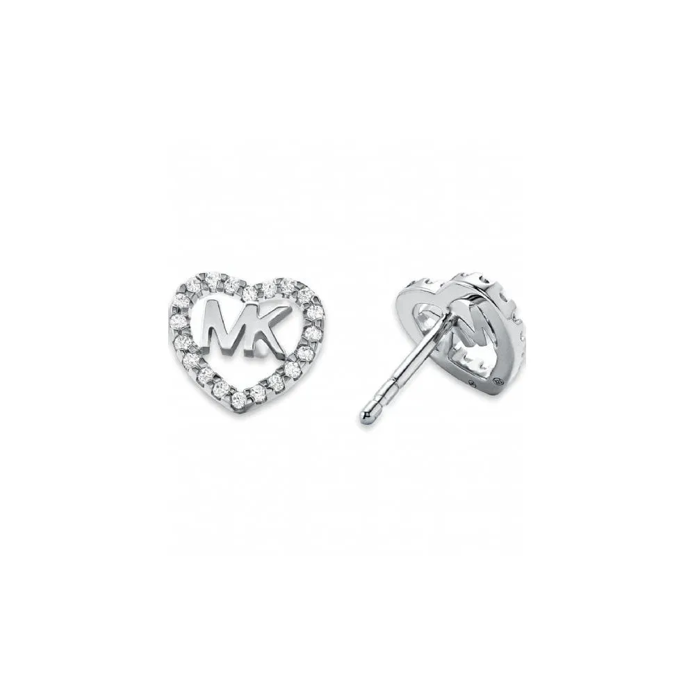 Michael Kors Silver Heart Stud Earrings Mkc1243an040