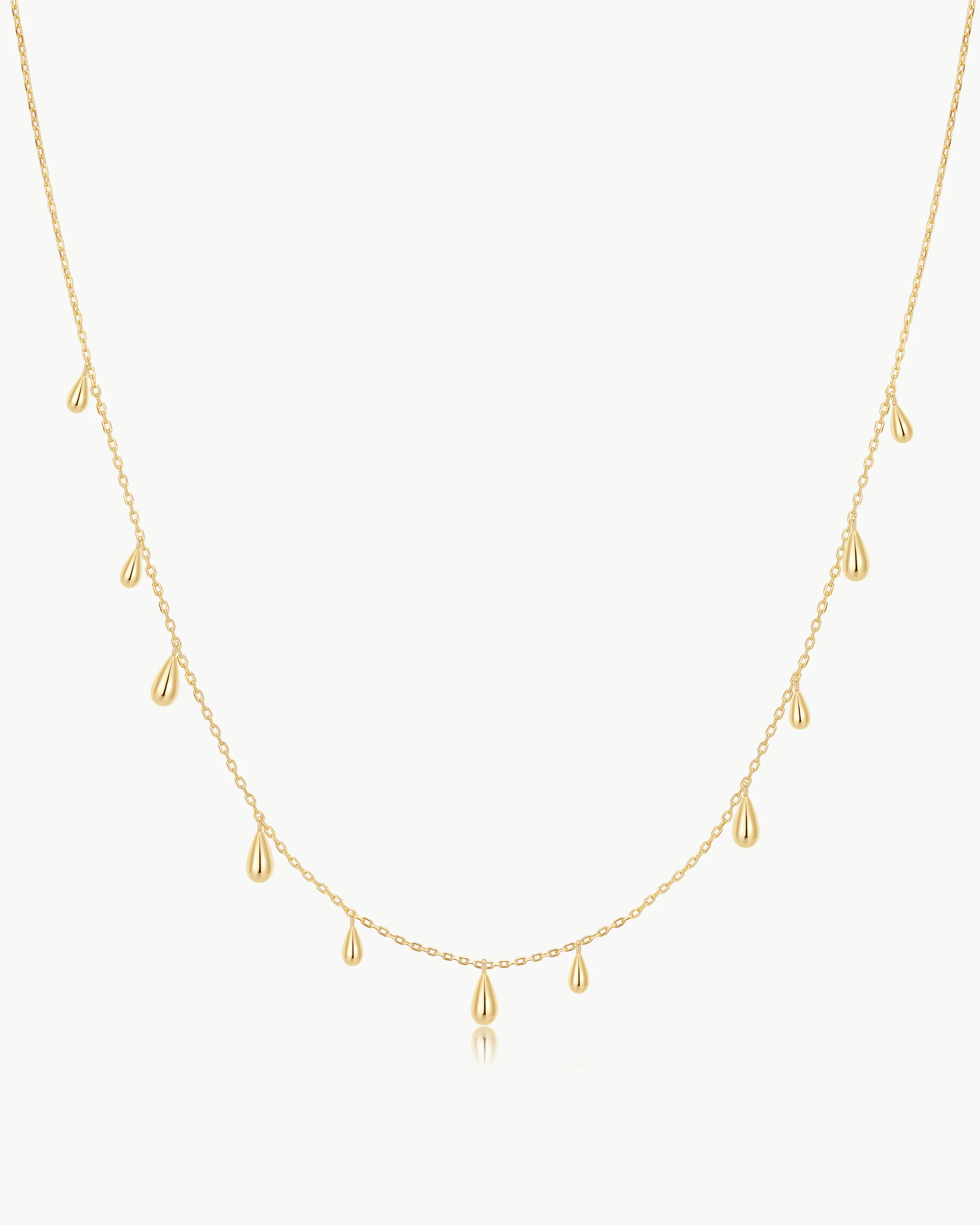 Ania Haie Gold Polished Teardrop Dangle Station Necklace