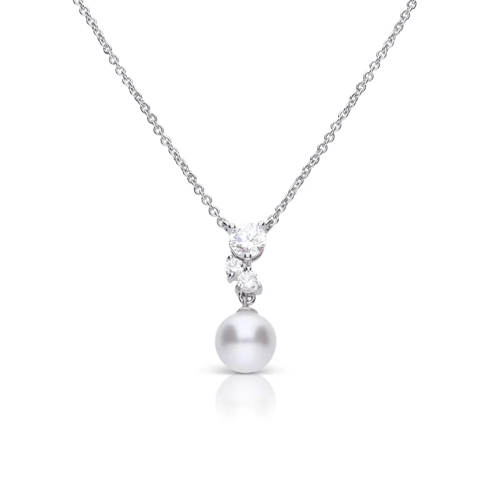 Diamonfire Sterling Silver Shell Pearl Cz Drop Necklace With Zirconia 