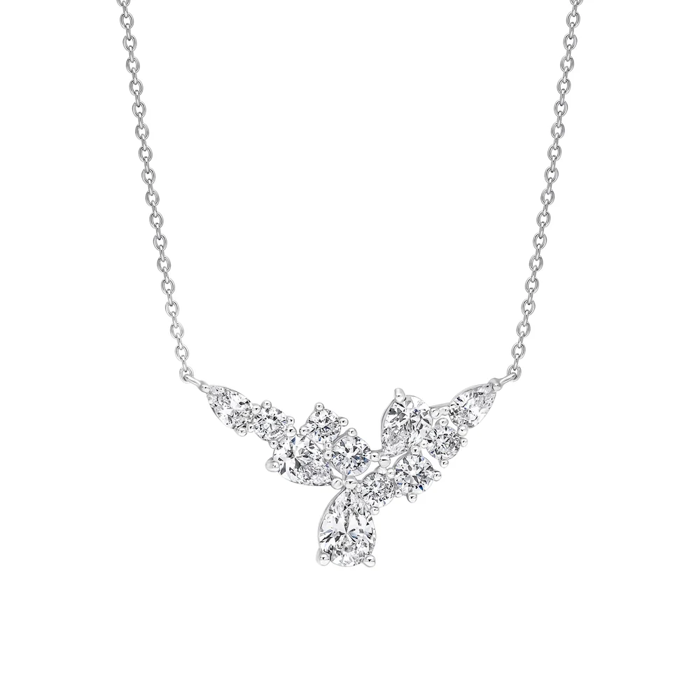 Diamonfire Sterling Silver Statement Multi Cut Zirconia Cluster Necklace 