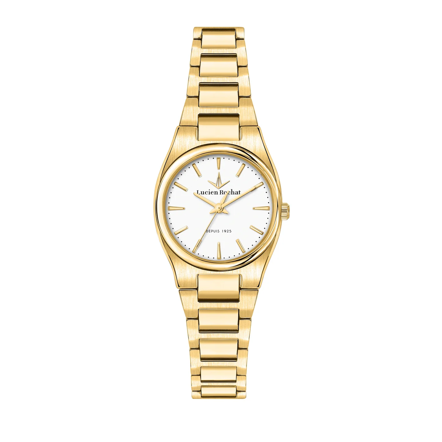Lucien Rochat Ladies Quartz Gold Plated White Dial Bracelet Watch R0453122522
