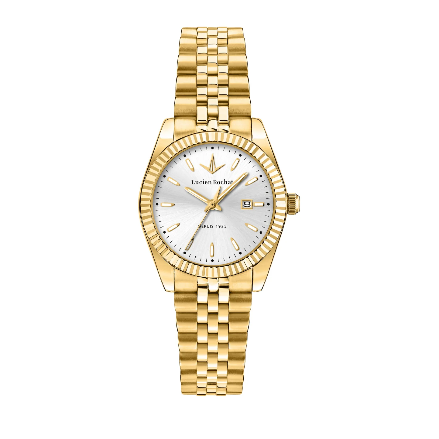 Lucien Rochat Ladies Quartz Gold Plated Silver Dial Bracelet Watch R0453124505