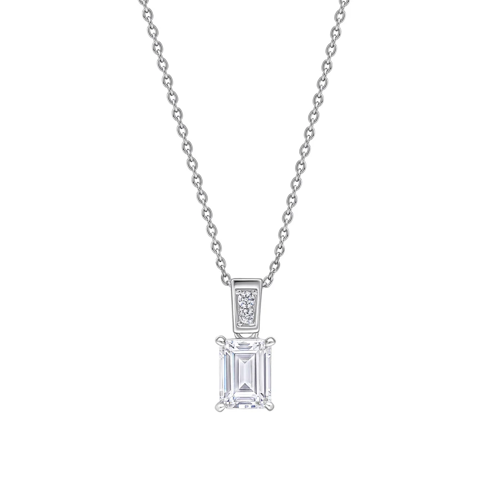 Diamonfire Sterling Silver Emerald Cut Zirconia Pendant