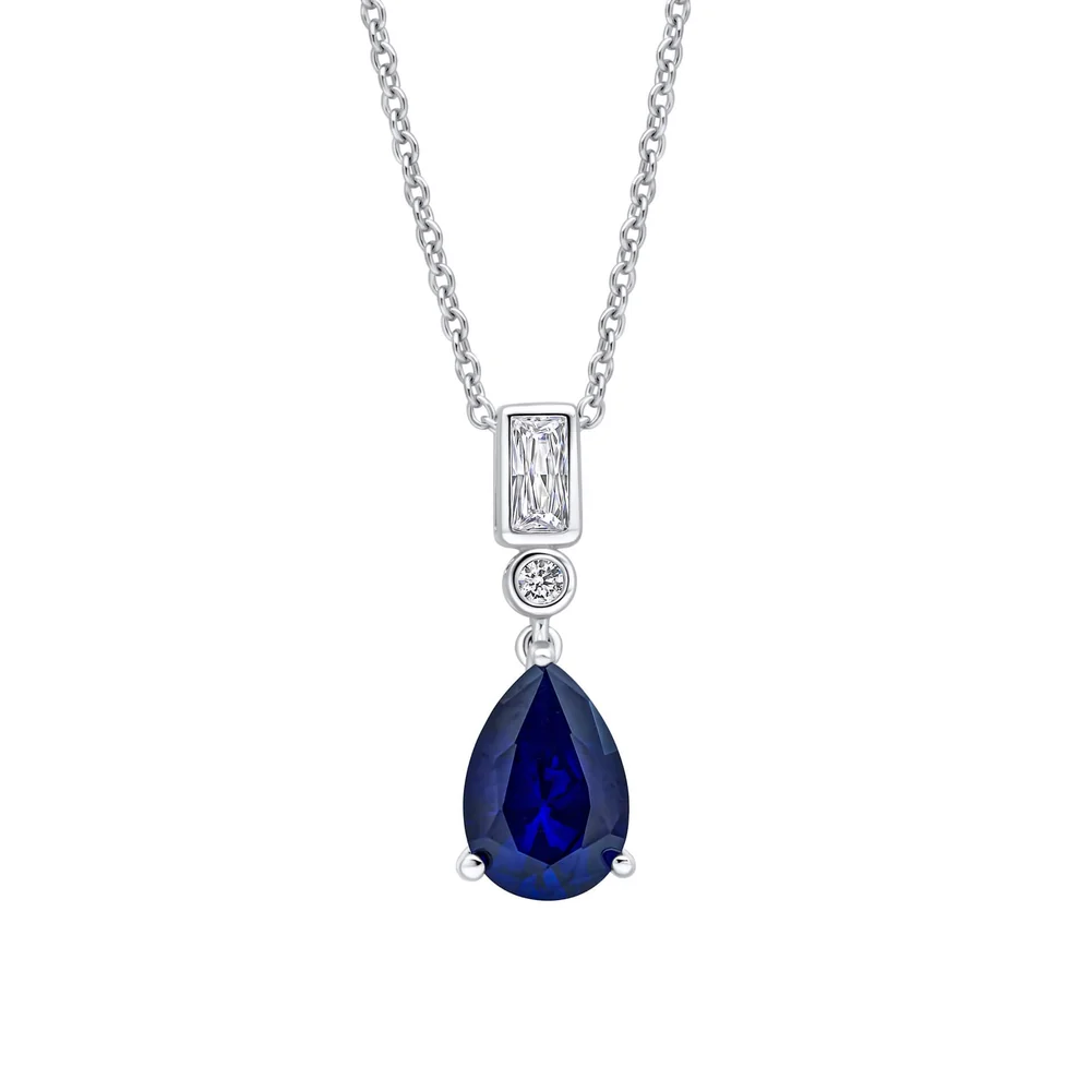Diamonfire Sterling Silver Cz Bezel And Teardrop Pendant
