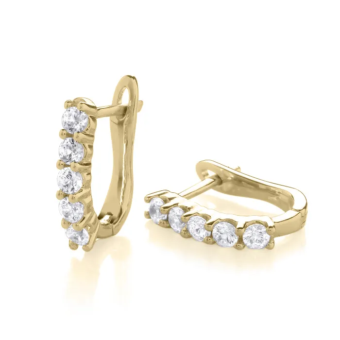 9ct Yellow Gold Diamond Huggie Earrings 21696