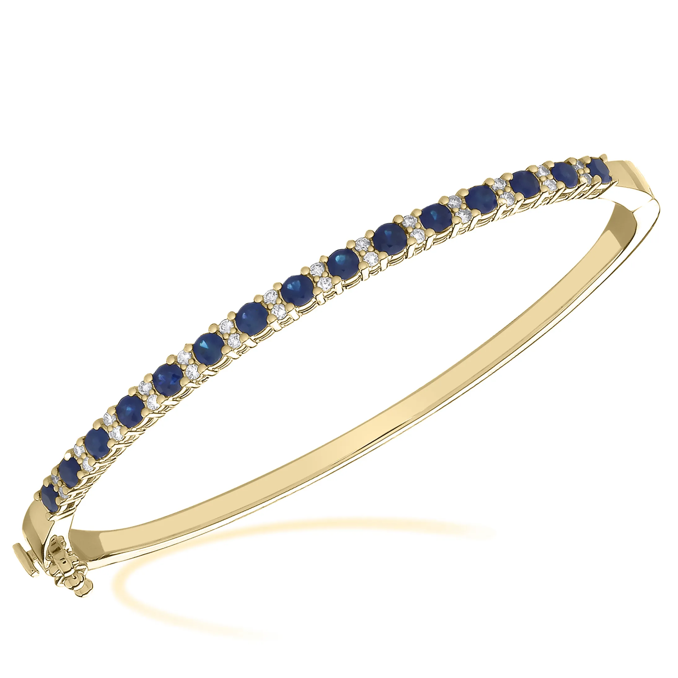 9ct Yellow Gold Sapphire & Diamond Bangle 21669