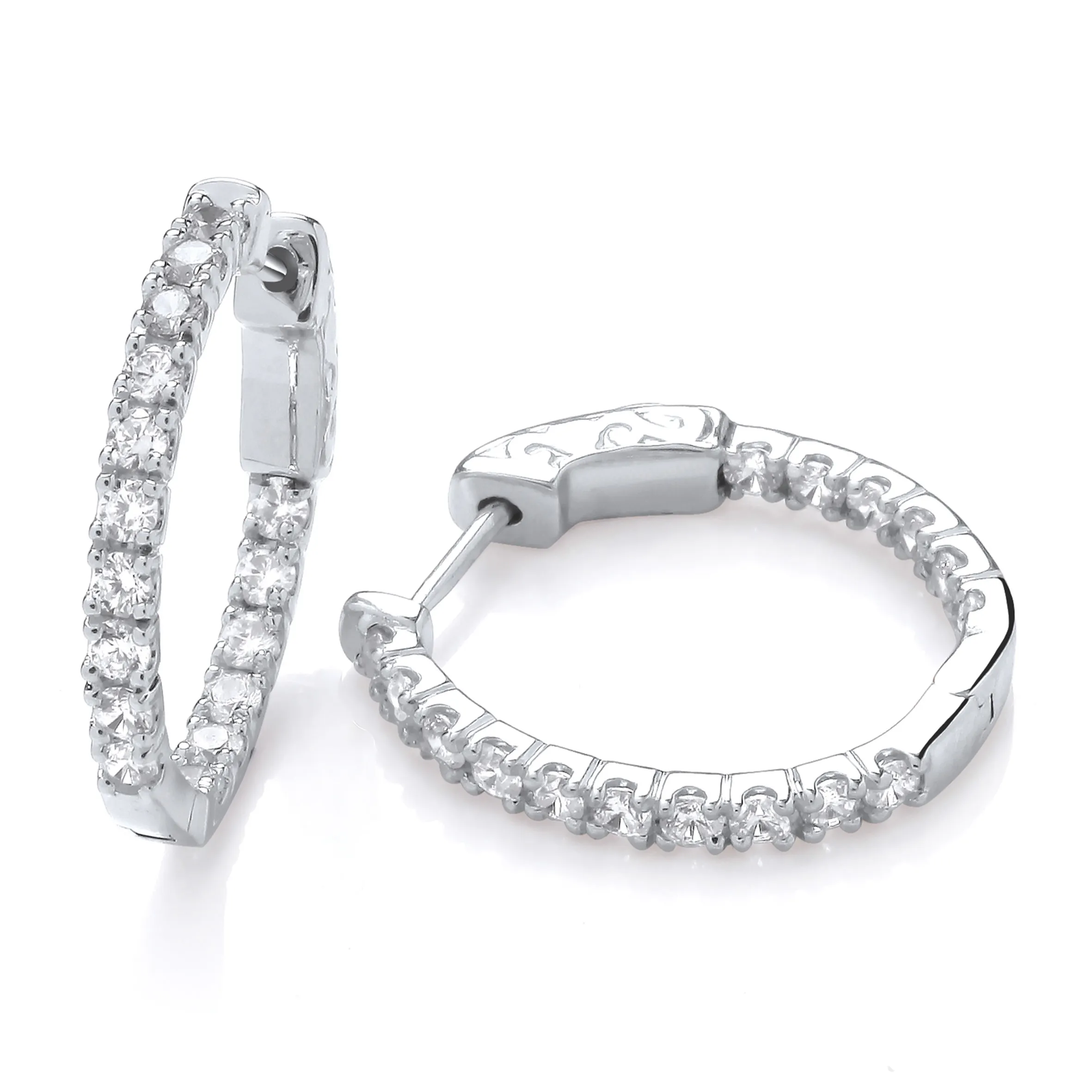 Platinum Diamond Hoop Earrings 21688