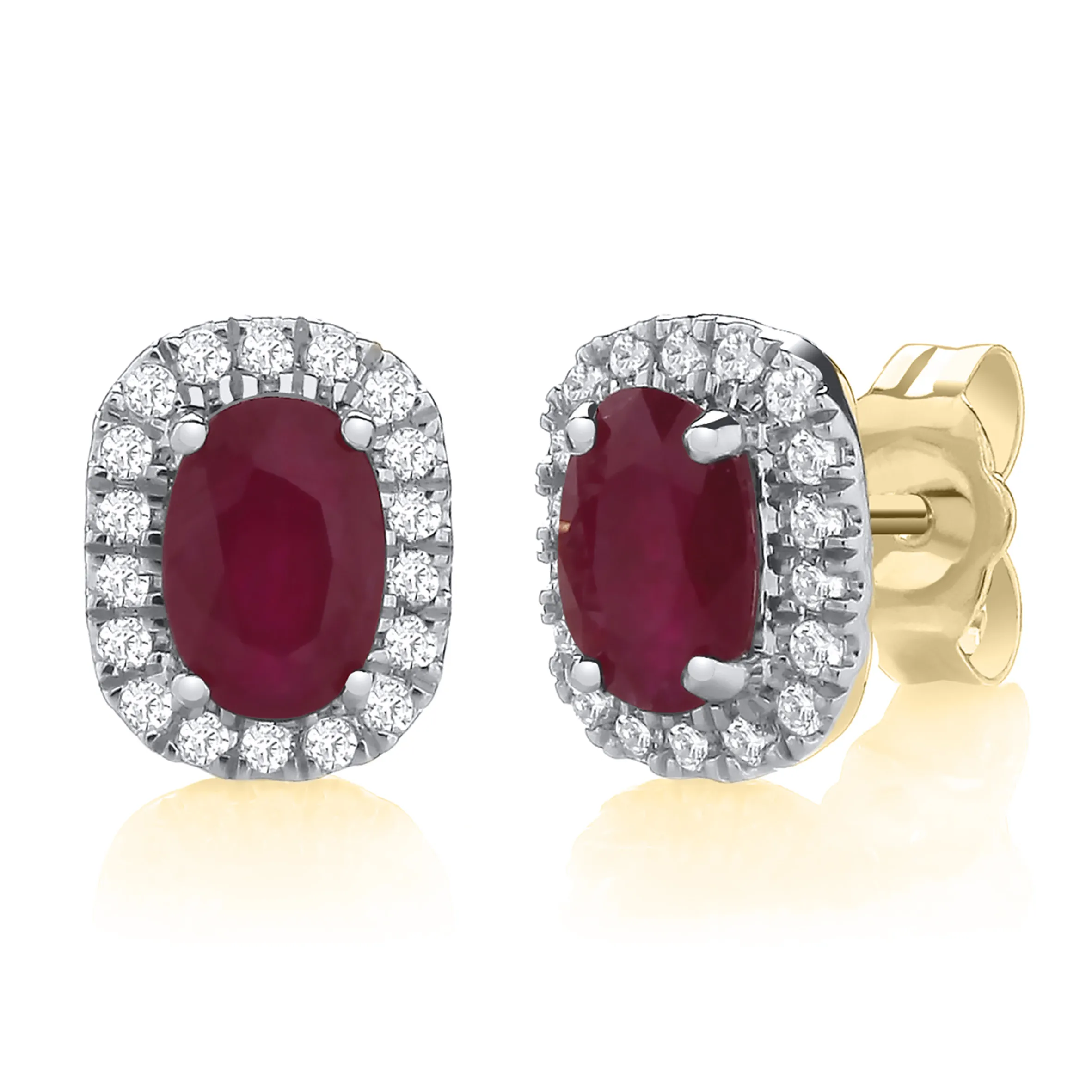 9ct Yellow Gold Ruby & Diamond Earrings 21684