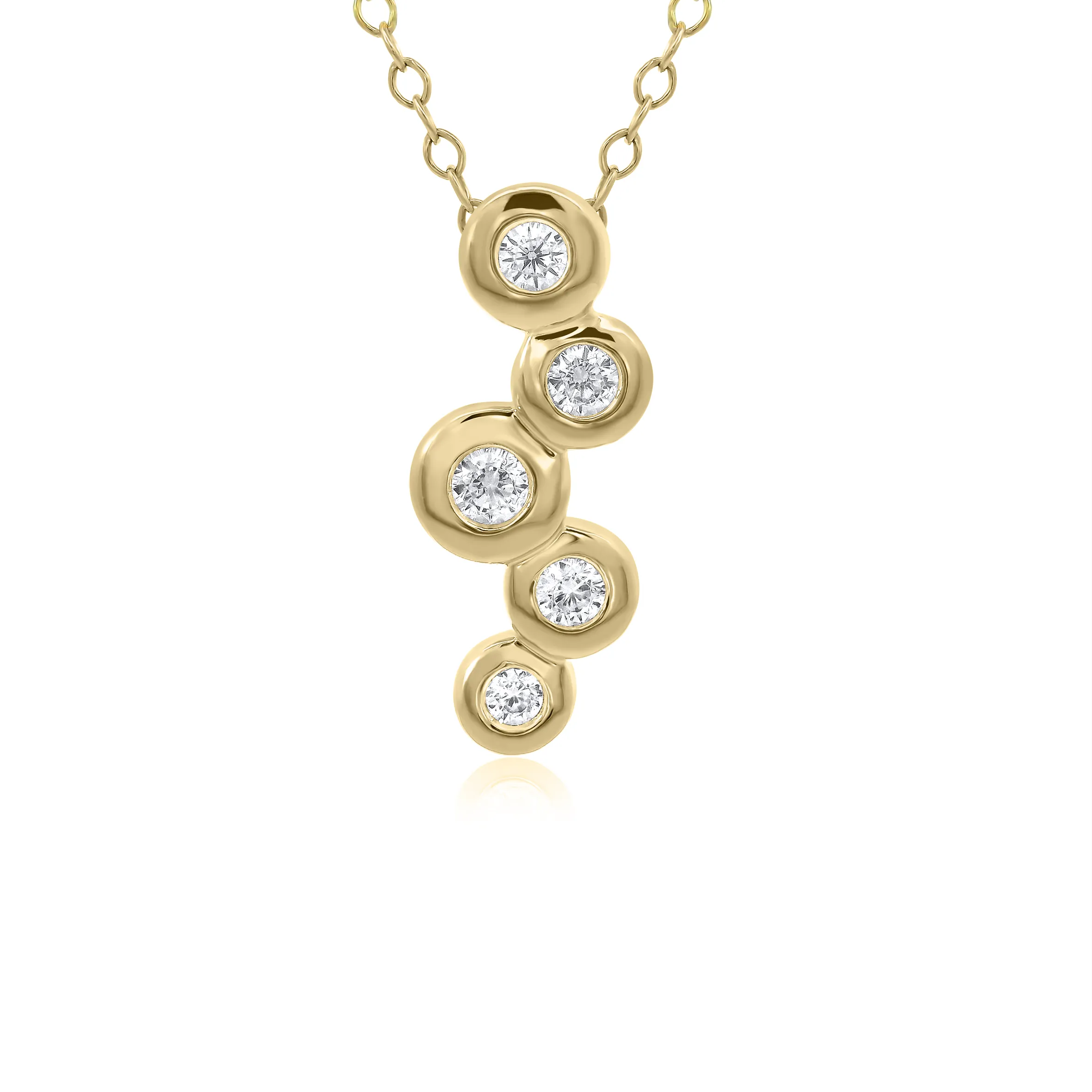 9ct Yellow Gold Diamond Bubble Pendant|assessed Colour G Assessed Clarity Si1|total Carat Weight .15ct