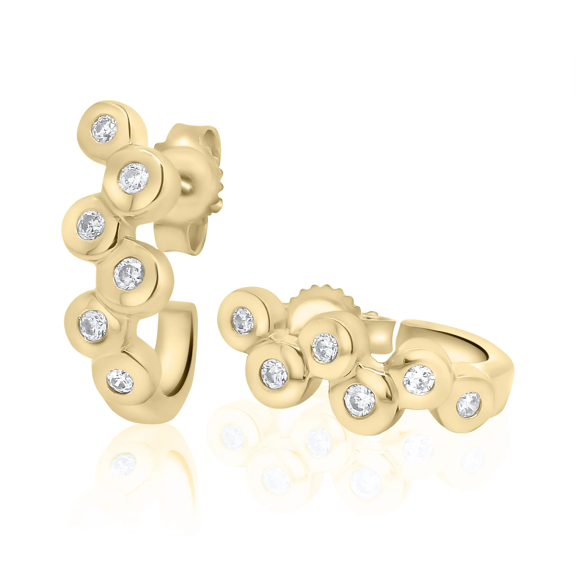 9ct Yellow Gold Bubble Diamond Earrings 21698