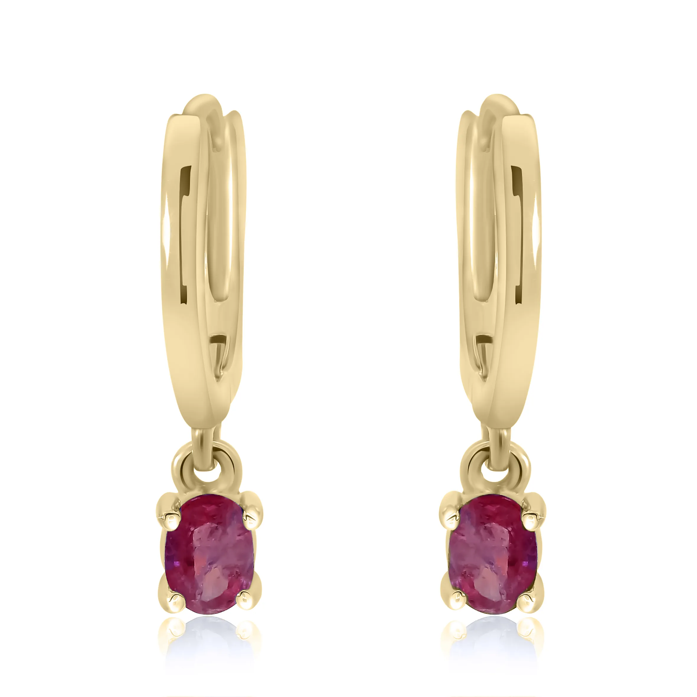 9ct Yellow Gold 4x3mmm Ruby Drop Earrings 21689