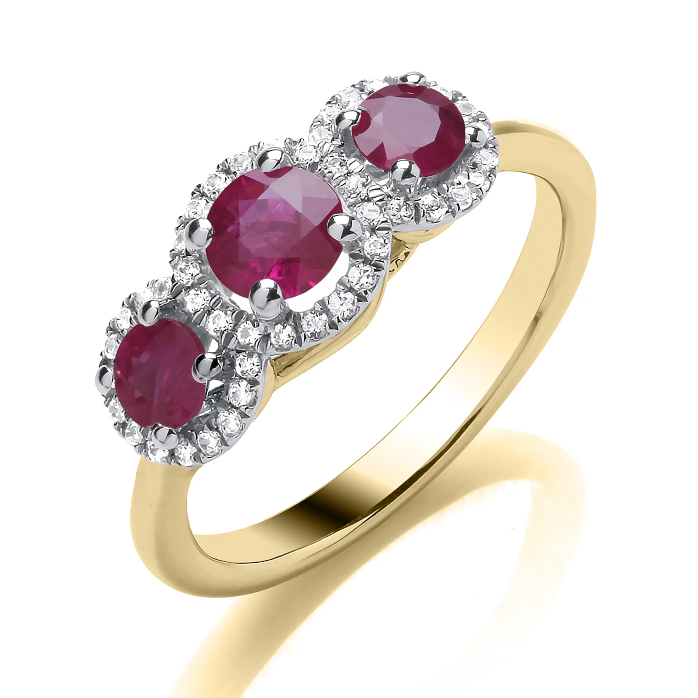 18ct Yellow Gold Ruby & Diamond Halo Style Ring 21678