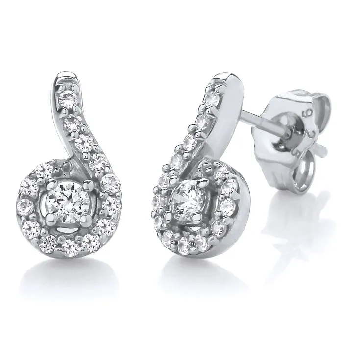 18ct White Gold Diamond Earrings 9159