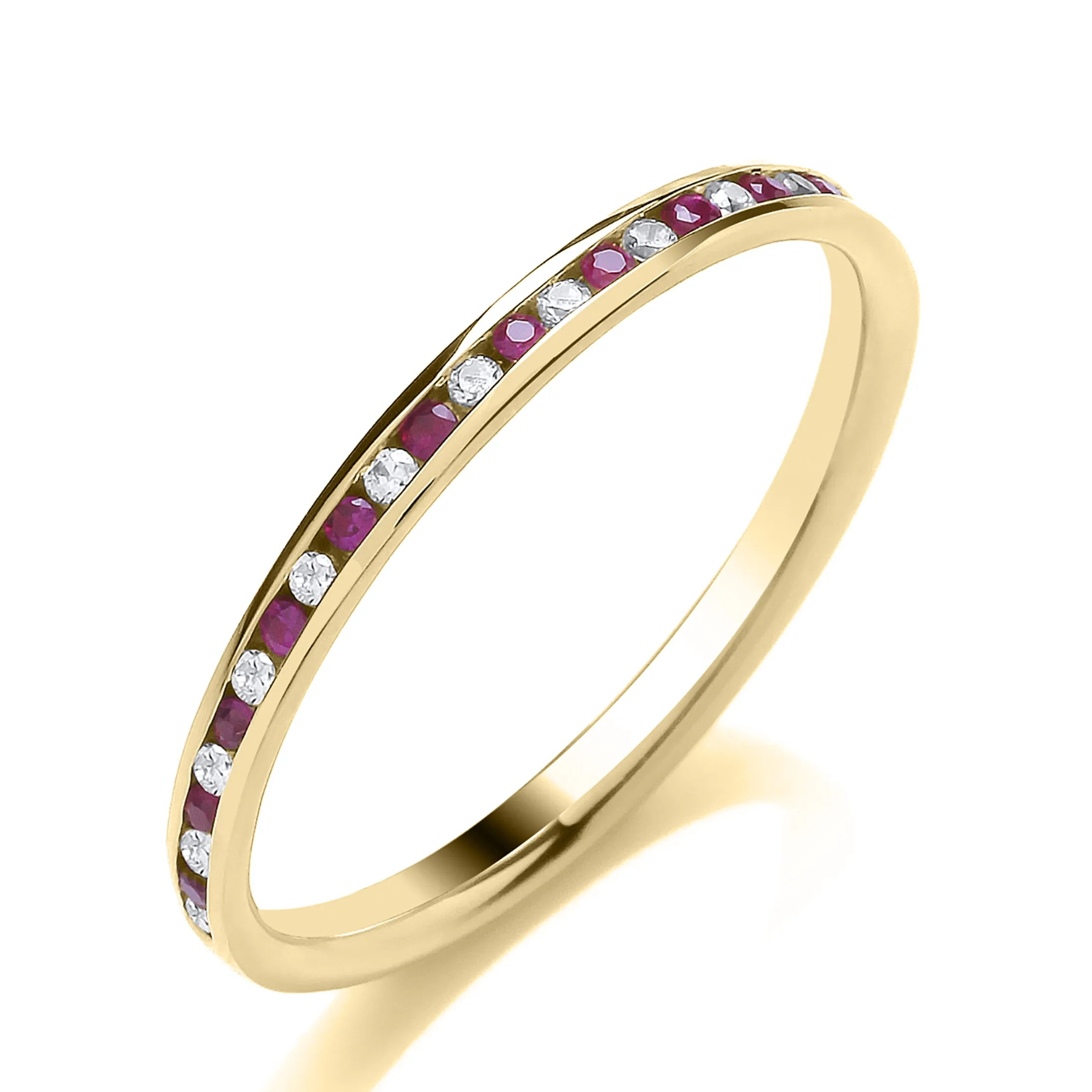 18ct Yellow Gold Ruby & Diamond Channel Set Ring 19252