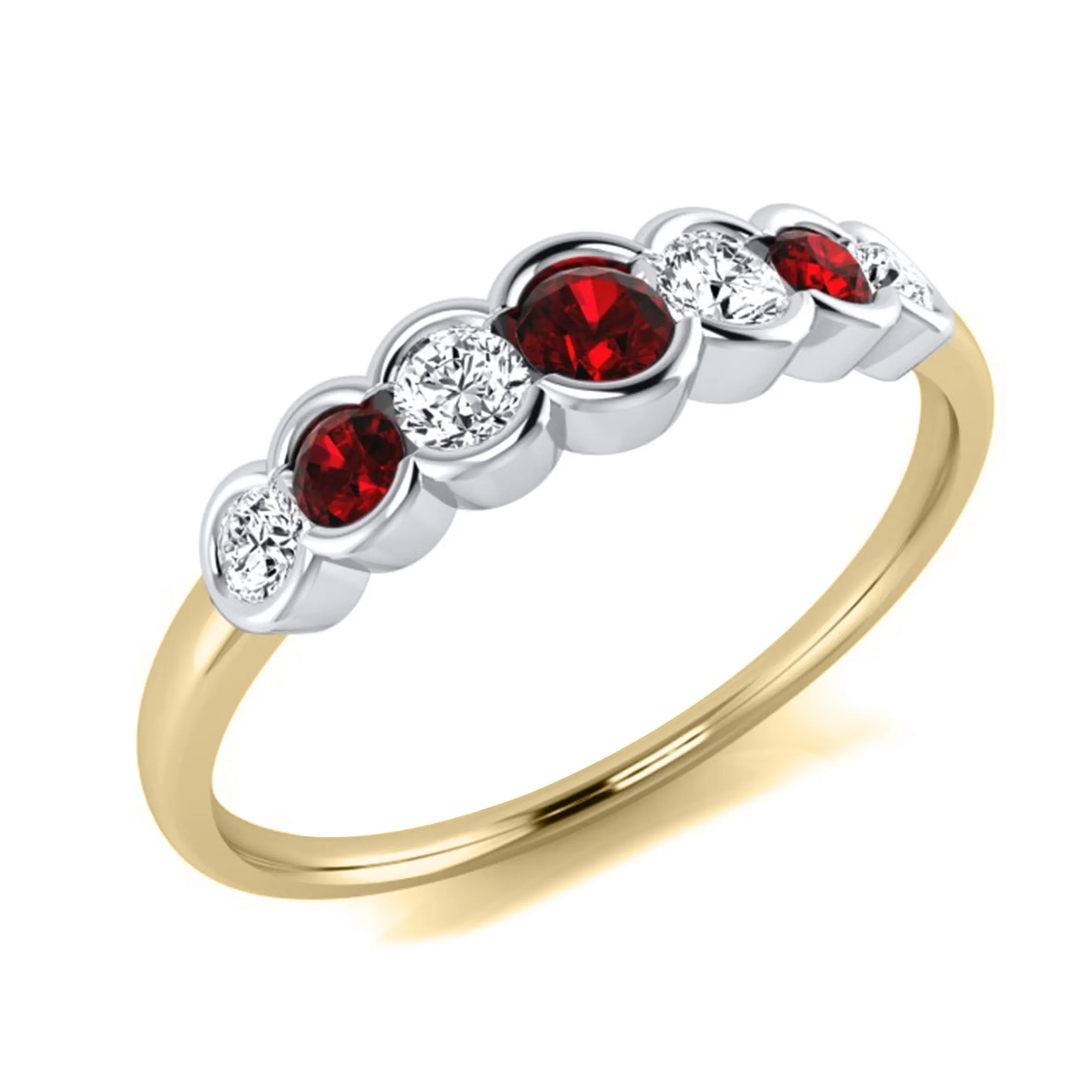 18ct Yellow Gold Ruby And Diamond Bezel Set Ring 17786
