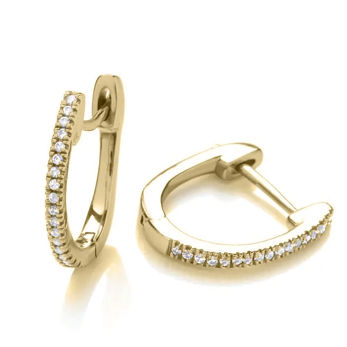 9ct Yellow Gold Natural Diamond Huggy Earrings