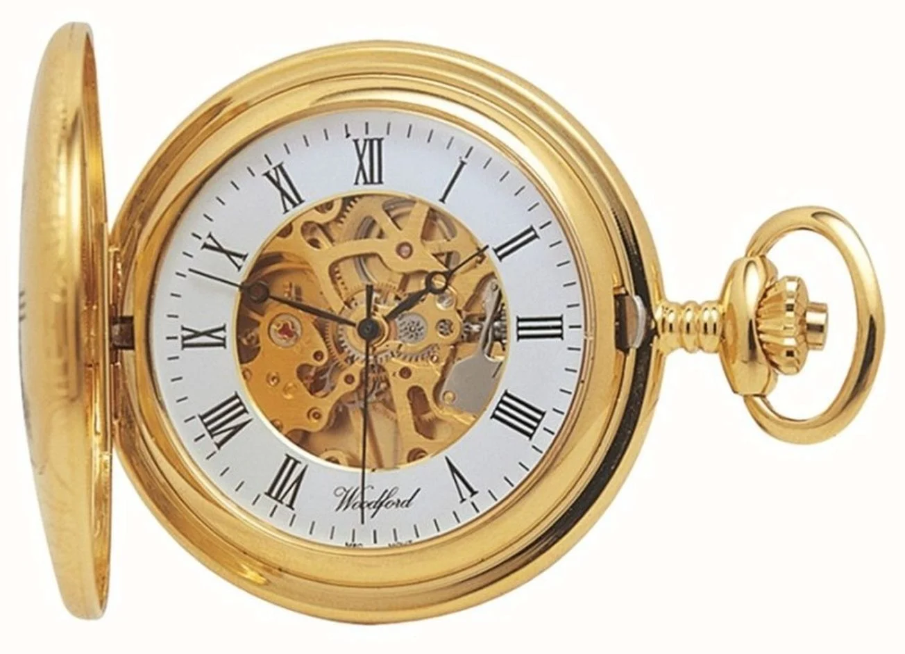 Woodford Gold Plated Half Hunter Skeleton Pocket Watch 