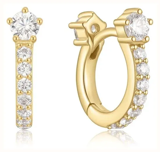 Ania Haie Gold Sparkling Pave Huggie Hoop Earrings 