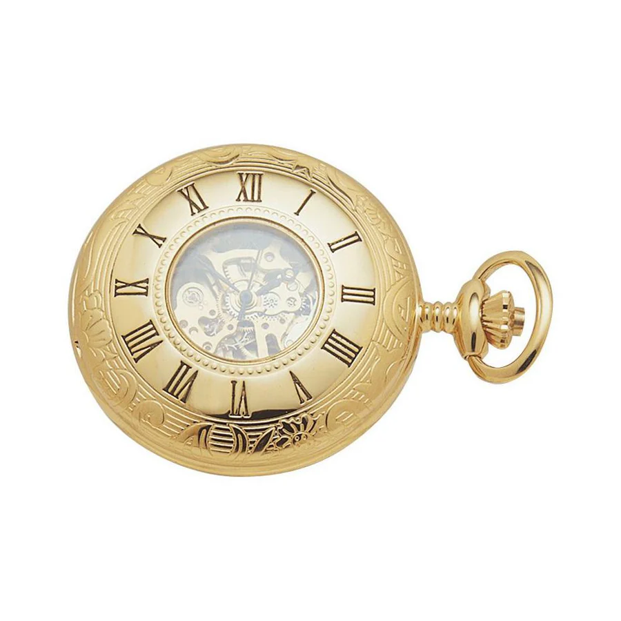 Woodford Gold Plated Half Hunter Skeleton Pocket Watch