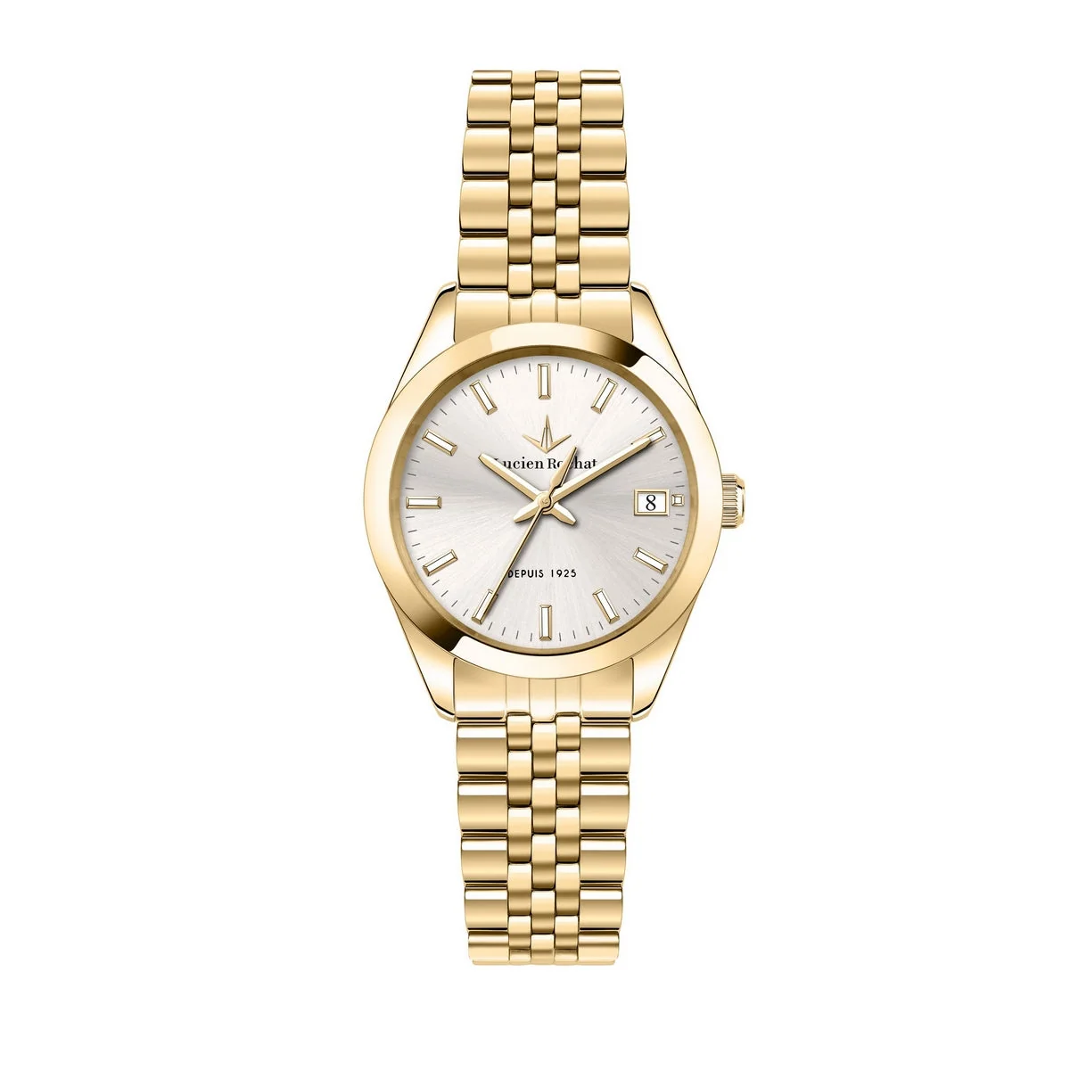 Lucien Rochat Ladies Quartz Gold Plated Silver Dial Bracelet Watch R0453114505