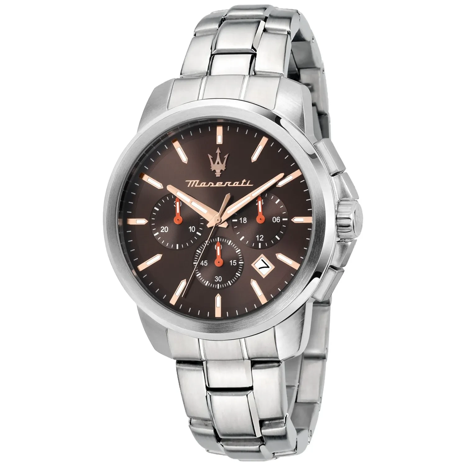 Maserati Successo 42mm Chrono Brown Dial Stainless Steel Bracelet R8873621050