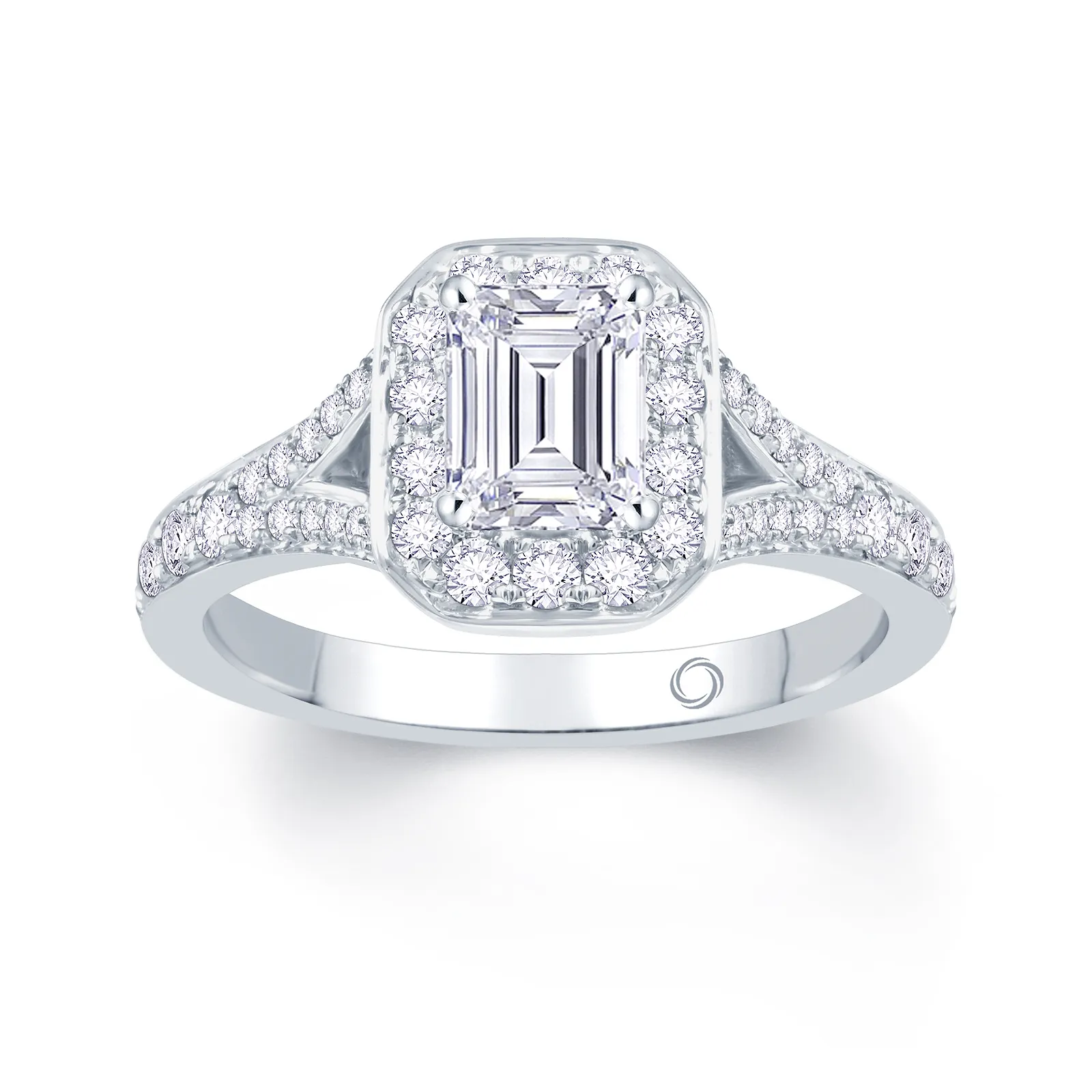 Platinum Halo Style Radiant Cut Diamond Engagement Ring 17487