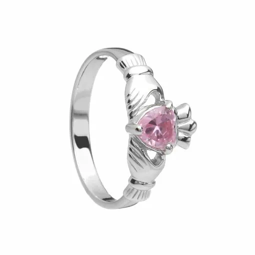 Sterling Silver Classic October Birthstone Claddagh Ring