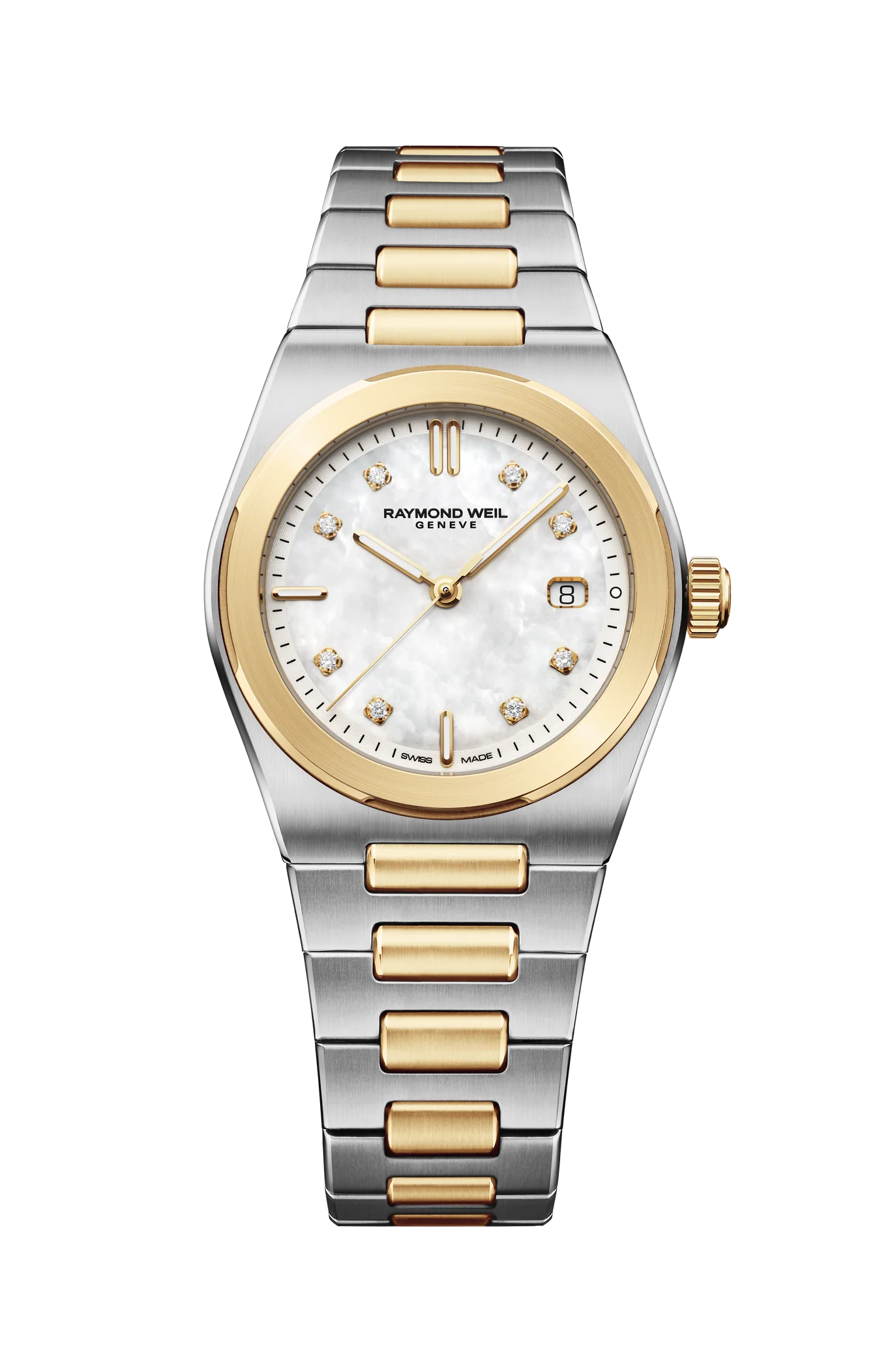 Raymond Weil Ladies A.r.t. Date 30 Mm, Mother-of-pearl Dial Two Tone Watch 1250-stp-97081