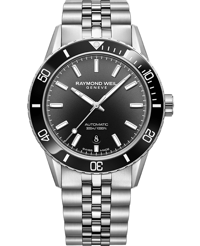 Raymond Weil Freelancer Diver Men's Stainless Steel Gradient Black Dial Bracelet Watch 2775-st1-20051
