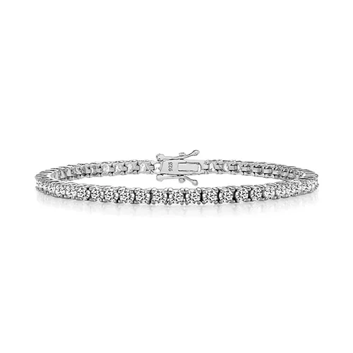 Sterling Silver 3mm Cz Line Bracelet