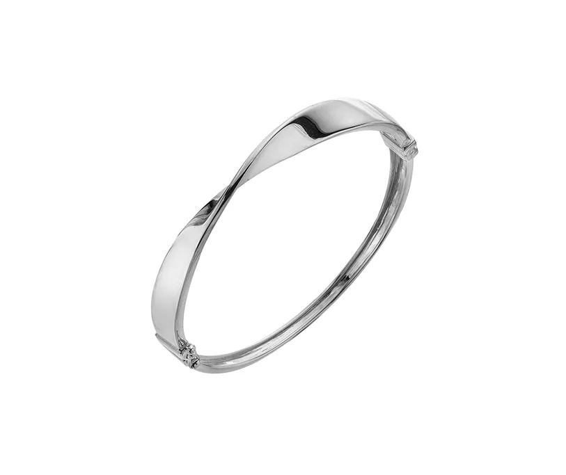 Sterling Silver Rectangle Twist High Polish Bangle