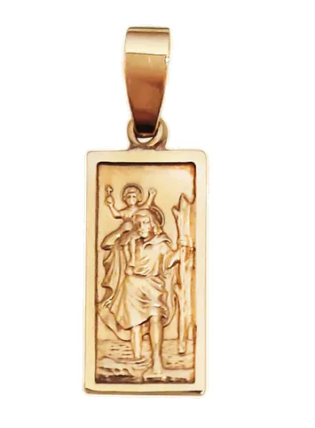 9ct Yellow Gold Rectangular St Christopher On Chain