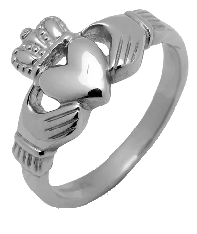 10ct White Gold Claddagh Ring
