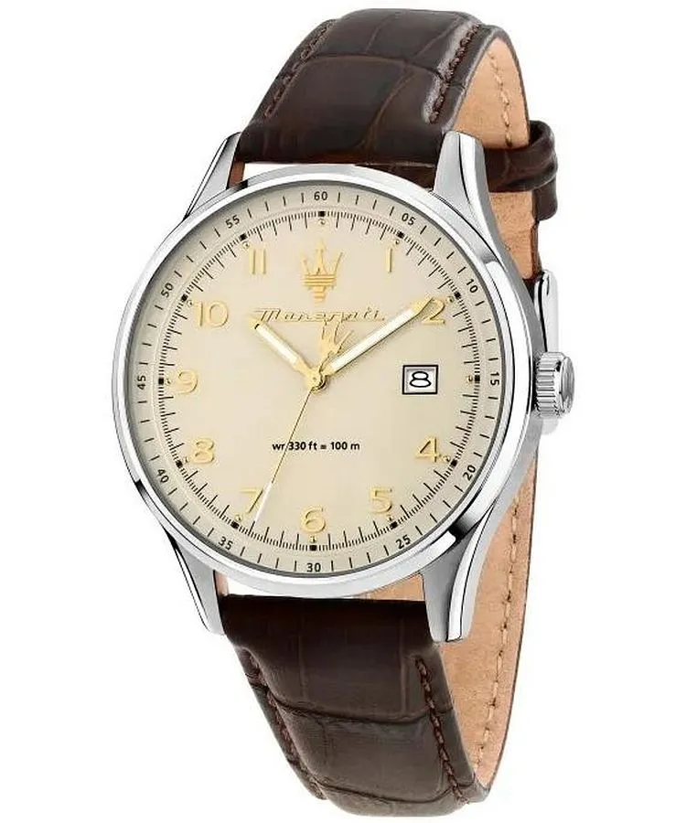 Maserati Sorpasso 42mm 3h Ivory Dial Brown Strap R8851124004