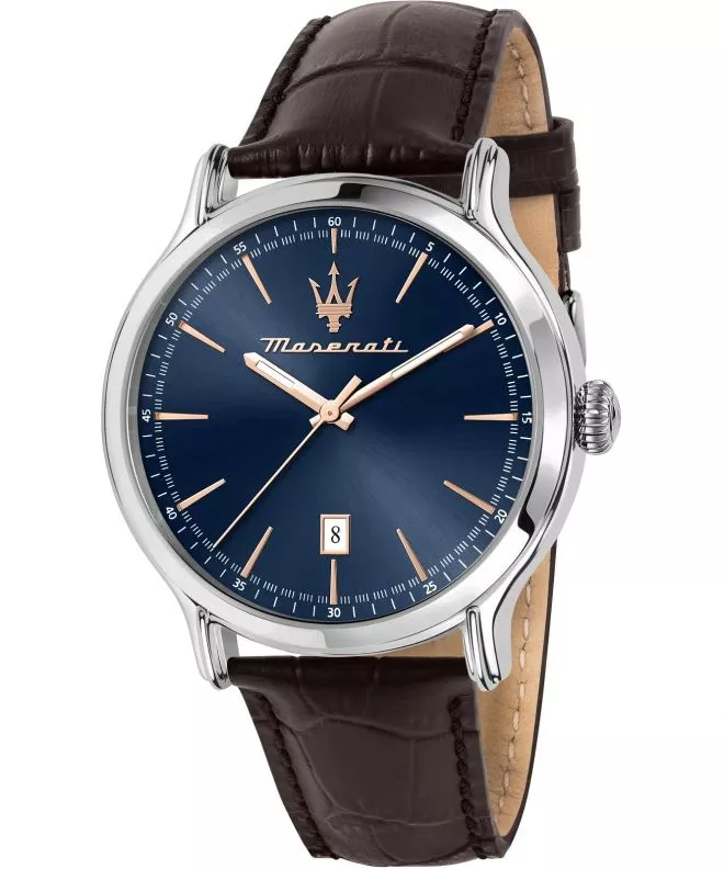 Maserati Epoca 42mm 3h Blue Dial Brown Strap Watch R8851118016